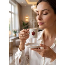 Regna Home Love Roses 4 Parça 2 Kişilik Yaldızlı Porselen Kahve Fincan Takımı