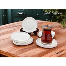 Gönül Çay Tabağı 6 Lı Porselen Beyaz&altın G4012