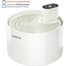 Haustier WF03 Otomatik Kablosuz Kedi Su Pınarı, Sensörlü , Bataryalı , Ultra Sessiz, Seramik, 2,3lt Hazne