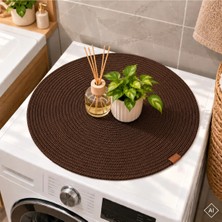 Marvielle Çamaşır Makinesi Üstü Paspas 52X52 cm Kordon Ip Örgü Dekoratif - Banyo Düzenleyici