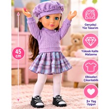 LRS Store 45 cm Premium Gerçekçi Yüzlü Oyuncak Bebek – Şık Örgü Elbiseli, Çıkarılabilir Kıyafetli, Kaliteli Büyük Boy Bebek