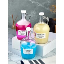Marvielle 3'lü 1500 ml Sıvı Deterjan Şişesi Etiketli Cam Galon - Banyo Düzenleyici