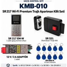 Sarkey SR-217 Em-W Wi-Fi Premium Apartman Geçiş Seti + SR-551 Trajlı Kilit + SR-300 Adaptör + 10 Adet SR-600 H Rfıd Anahtarlık - Set