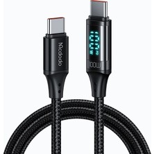 Mcdodo CA-1100 100W Type-C To Type-C Dijital Ekran Hızlı Data/şarj Kablosu 1.2m-Siyah