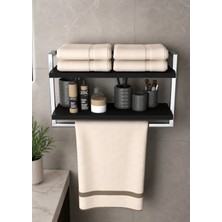 Marvielle Krom Gümüş Banyo Rafı Havlu Askısı - Banyo Düzenleyici