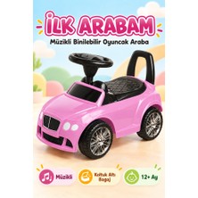 Farbu Oyuncak Müzikli Ilk Arabam – Koltuk Altı Bagajlı, Ayakla Itmeli Pembe Çocuk Arabası, 12 Ay+