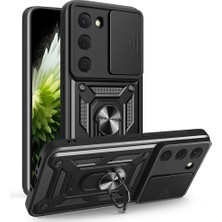 Lopard Tecno Spark 40 Pro Telefon Kılıfı Magnetik Standlı Kamera Korumalı Sürgülü Kapak Siyah Çift Katmanlı 360 Dönebilen