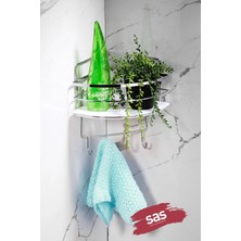Marvielle Banyo Duş Köşe Rafı, Ayarlanabilir Kristal Raf Krom-Beyaz - Banyo Düzenleyici