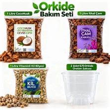 Hüskon Ticaret Plant Home Power Mix Orkide Toprağı Değişim Seti 2 Orkide 1 Litre İthal Çam Kabukları ve Vitaminli Kil