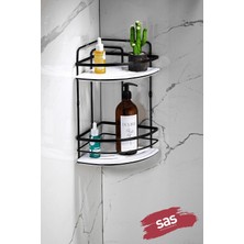 Marvielle Kristal Raflı Askılı Şampuanlık Köşelik - Banyo Düzenleyici