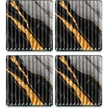 Marvielle Nervürlü Cam Gider Kapağı 4'lü Takım 15CM x 15CM - Banyo Düzenleyici