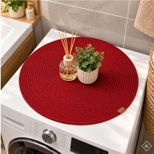 Marvielle Çamaşır Makinesi Üstü Paspas 52X52 cm Kordon Ip Örgü Dekoratif - Banyo Düzenleyici