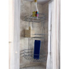 Marvielle Paslanmaz Krom 3'lü Köşe Banyo Rafı - Banyo Düzenleyici