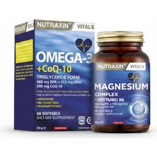Nutraxin Omega-3 + COQ10 60 Yumuşak Kapsül ve Nutraxin Magnezyum Complex 60 Tablet 2’li Set