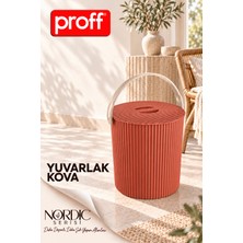 proff Rainbow Nordic Serisi Çok Amaçlı Yuvarlak Kova - Düzenleyici Kapaklı Oyuncak ve Eşya Saklama Kutusu