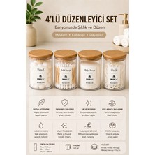 Marvielle 4 Lü Ahşap Kapaklı Akrilik Seti - Banyo Düzenleyici