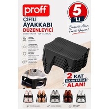 proff 5'li Ayakkabı Düzenleyici Siyah Rampa Dolap Içi Yer Tasarruflu Çiftli Ayakkabılık Organizer