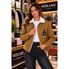 Wkm Kadın Casual Regular Fit Içi Kürklü Kot Ceket