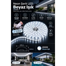 Ema Dükkan Kendinden Yapışkanlı 220V Şerit LED Beyaz Işık 6500K - Metrede 120 LED 750 Lümen Mutfak Tezgah Altı, Kartonpiyer Tavan ve Dış Cephe LED