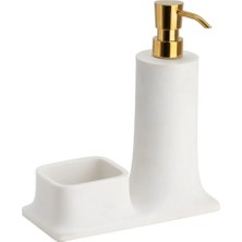 Marvielle Tezgah Üstü Deterjanlık ve Süngerlik Beyaz Gold - Banyo Düzenleyici