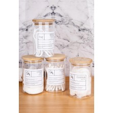 Marvielle 4lü 250ML Bambu Kapaklı Cam - Banyo Düzenleyici