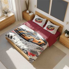 Luvis Store Speed Racer - Yarış Arabası Desenli Çift Kişilik Çocuk Nevresim Takımı - Çarşaflı