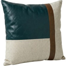 Ovola Geometrik Desenli Kırlent Kılıfı 45X45 cm - Yeşil Kahve Bej Modern Dekoratif Yastık Kılıfı