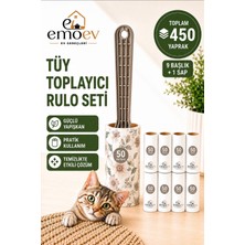 Emoev Tüy Toplayıcı Rulo Seti (9 Başlık / Toplam 450 Yaprak) - Yüksek Yapışkanlı Kedi Köpek Tüyü, Koltuk ve Kıyafet Temizleme Rulosu