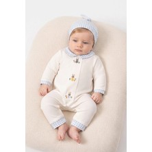Beniizle Tavşan Nakışlı Ekose Detaylı Bebek Tulum & Şapka