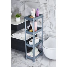 Marvielle 4 Katlı Mutfak Banyo Dolabı Raf Ünitesi (Gri-Antrasit) - Banyo Düzenleyici