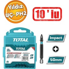 Nublado Bits Uç Ph2 50 mm Vida Sökme 5 cm Yıldız Matkap Vidalama Ucu S2 Çeliği Mıknatıslı 10 Adet