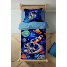 Luvis Store Cosmic Space - Uzay Macerası Desenli Tek Kişilik Çocuk Nevresim Takımı - Çarşaflı