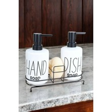 Marvielle 2'li Metal Standlı Süngerli Sabunluk Seti 400ML Beyaz - Banyo Düzenleyici