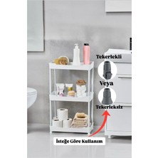 Marvielle Beyaz 3 Katlı Lavabo Altı Düzenleyici Tekerlekli Mutfak Banyo Raf Ünitesi - Banyo Düzenleyici