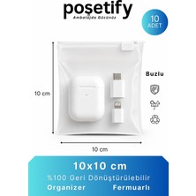 Poşetify Fermuarlı Organizer 10X10 cm | 10 Adet | Buzlu Şeffaf Takı, Teknoloji ve Çok Amaçlı Torba