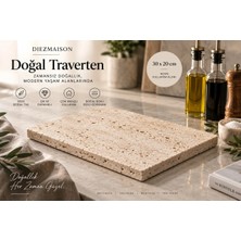Marvielle Doğal Traverten Mermer Banyo Organizeri Dekoratif Altlık 30X20 cm - Banyo Düzenleyici