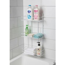 Marvielle 3 Katlı Banyo Rafı - Termo Plastik Kaplama Metal Şampuanlık - Banyo Düzenleyici