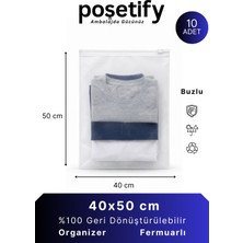 Poşetify Fermuarlı Organizer 40X50 cm | 10 Adet | Büyük Boy Şeffaf Kıyafet ve Valiz Içi Saklama Torbası