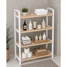 Marvielle Ahşap 70 cm 4 Katlı Raf - Banyo Düzenleyici