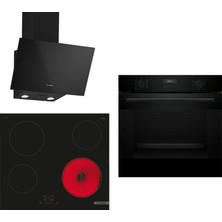 Bosch Elektrikli Ocaklı Siyah 3 Lü Ankastre Set 653 ( HUA717BA0T - PKE611BA2E - DWK63PJ60T )