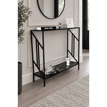 Teknor Siyah Çerçeveli Füme Camlı Modern Antre Dresuarı 100 cm