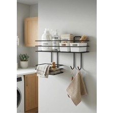 Marvielle 2 Katlı Yapışkanlı Metal Banyo Rafı - Banyo Düzenleyici