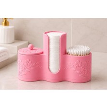 Marvielle Çiçek Desenli Pamuk Ped ve Kulak Çubuğu Düzenleyici Banyo Organizeri - Banyo Düzenleyici