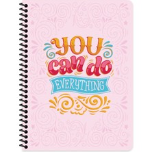 Keskin Color 16,5X22,5 Tel Dikişli Plastik Kapak Kareli Motto Defter - Pembe