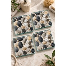 Marvielle Nervürlü Cam Gider Kapağı 15CM x 15CM 4'lü Takım - Banyo Düzenleyici