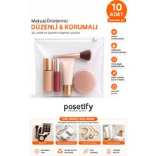Poşetify Fermuarlı Organizer 20X20 cm | 10 Adet | Buzlu Makyaj, Kozmetik Çok Amaçlı Düzenleyici Torba