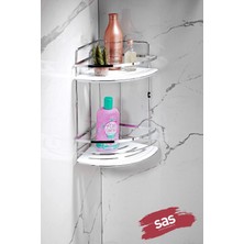 Marvielle Krom Banyo Köşeliği Kristal Raflı Askılı Şampuanlık - Banyo Düzenleyici