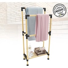 Marvielle Raflı 2 Askılı Ahşap Banyo Havluluk 48 cm - Banyo Düzenleyici