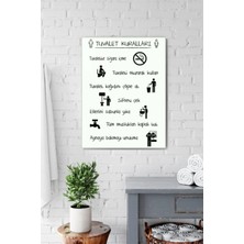 Marvielle Tuvalet Kuralları Banyo Aksesuarı Beyaz Fon 30CM x 40CM - Banyo Düzenleyici