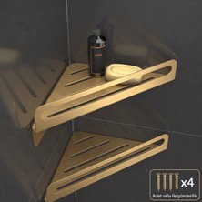 Marvielle 2'li Köşe Duş Rafı 15X15 cm Paslanmaz Çelik Banyo Rafı - Banyo Düzenleyici